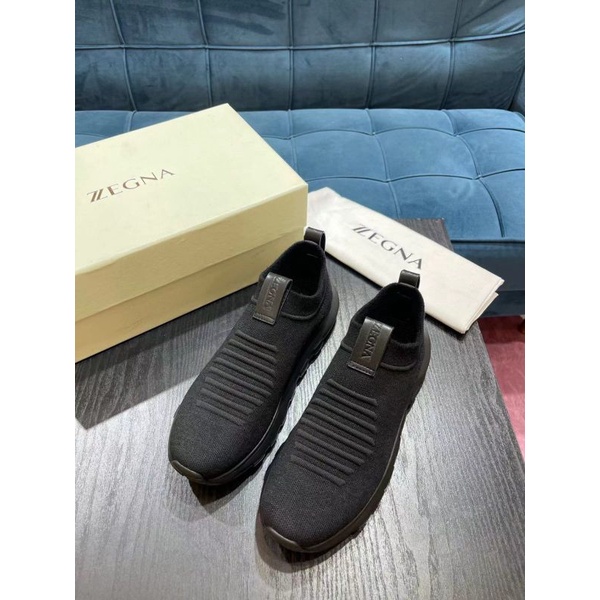 sepatu pria sneaker EZ1  mirror quality shoes men slip on hitam new branded