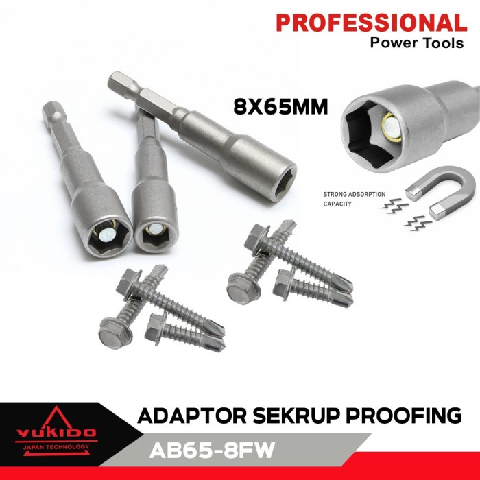 YUKIDO tek screw adapter / adaptor sekrup proofing 8X65MM set 5 pcs