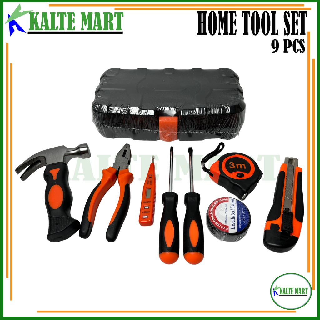 ToolKit Set 9Pcs Tool Box Handtools Box Perkakas Alat Tukang Set 9Pcs tools set perlengkapan rumah, pekakas rumah