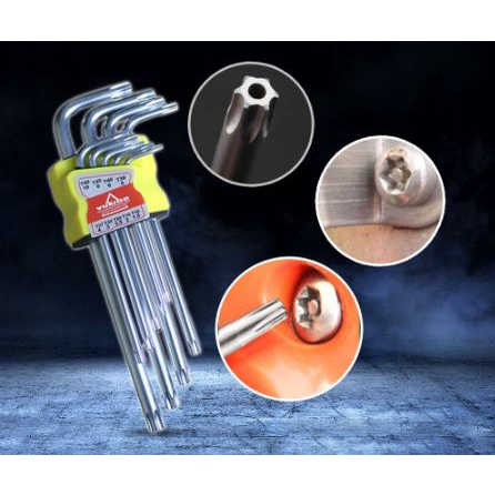 CODKunci L BINTANG SET  / Kunci L BIASA  Set / Kunci L BULAT SET Panjang Lengkap / Kunci L Motor 9 P