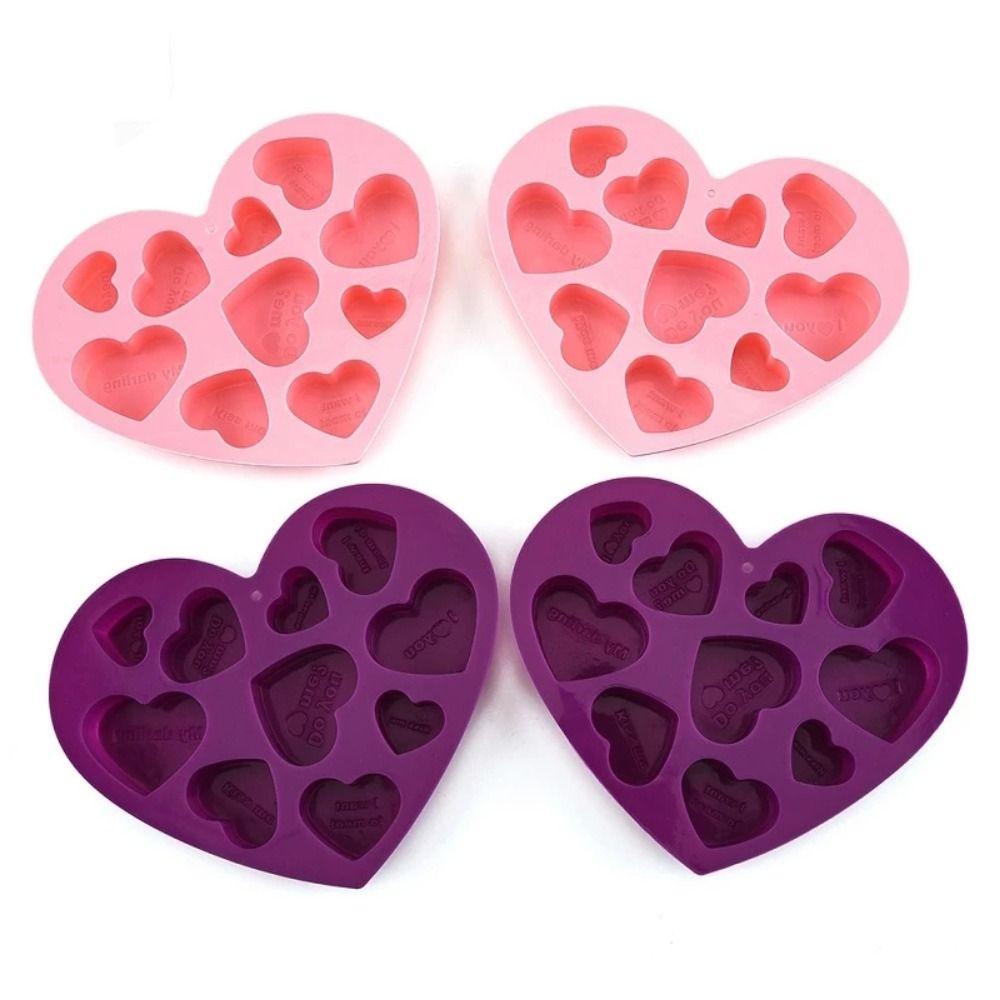 Top Silikon Cetakan 10rongga Hari Valentine DIY Sabun Cetakan Berbentuk Hati 3D Art Wax Mold