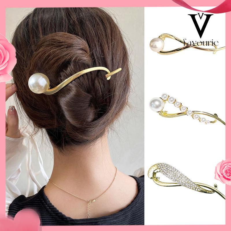 CODRetro Pearl Hairpin Elegan Alloy Jepit Rambut Claw Aksesori Rambut Fashion Wanita-FA