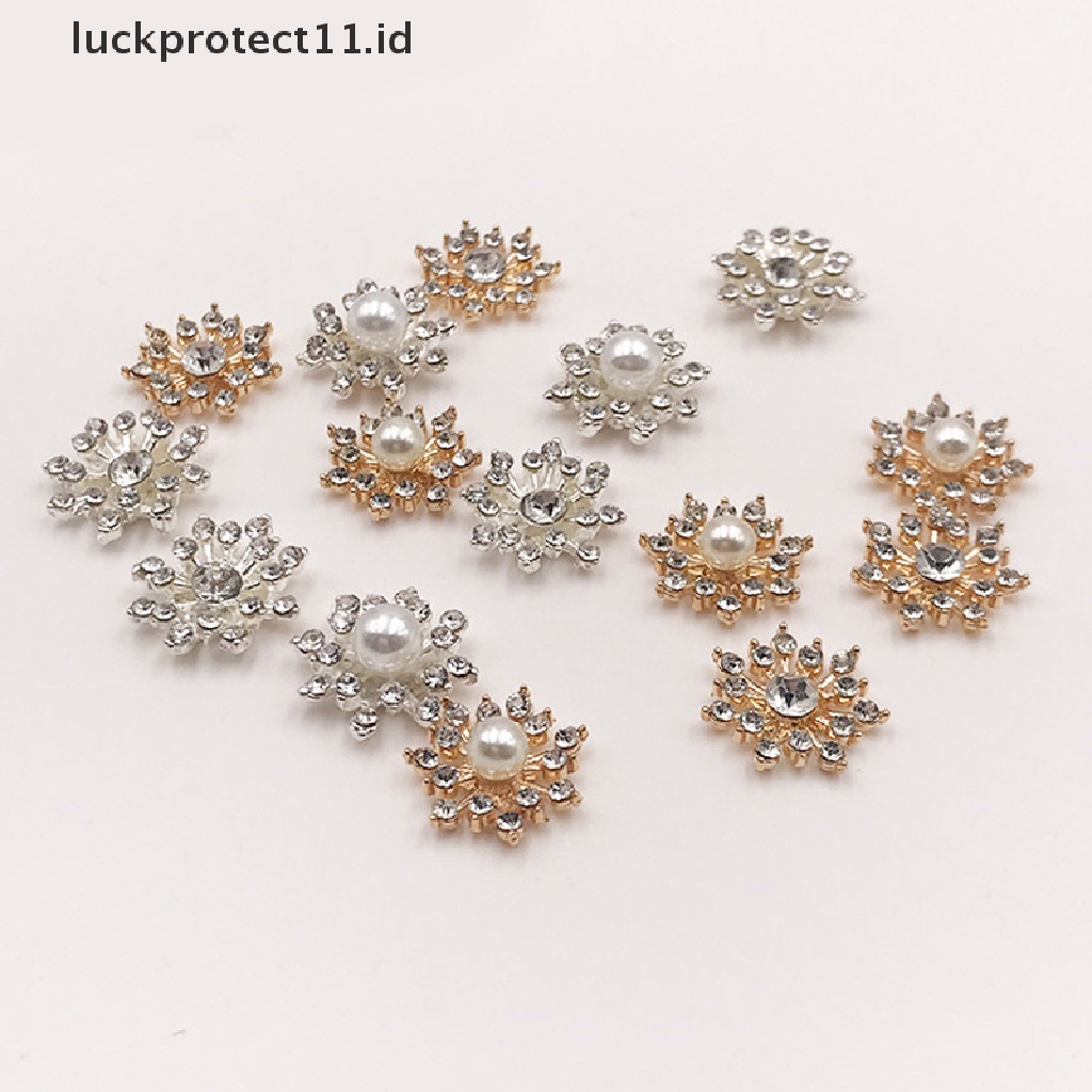 /Fashion Hot// Fashion// 10pcs Snowflake Pearl Strass Kancing Berlian Imitasi Untuk Aksesori Pakaian Kerajinan DIY.