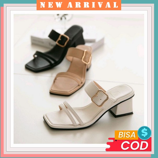 [P20Qa) ..Sendal Slop Kaca Zara || Sendal Hak Tahu., Hils Wanita Terb Sandal Wanita Heels Kaca Kris 
