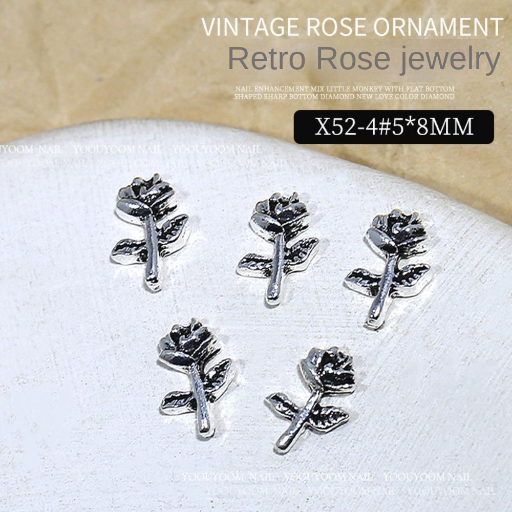 Mxbeauty Rose Nail Art Dekorasi Aksesoris Manicure Jepang Hiasan Kuku Alloy 3D Perhiasan Kuku