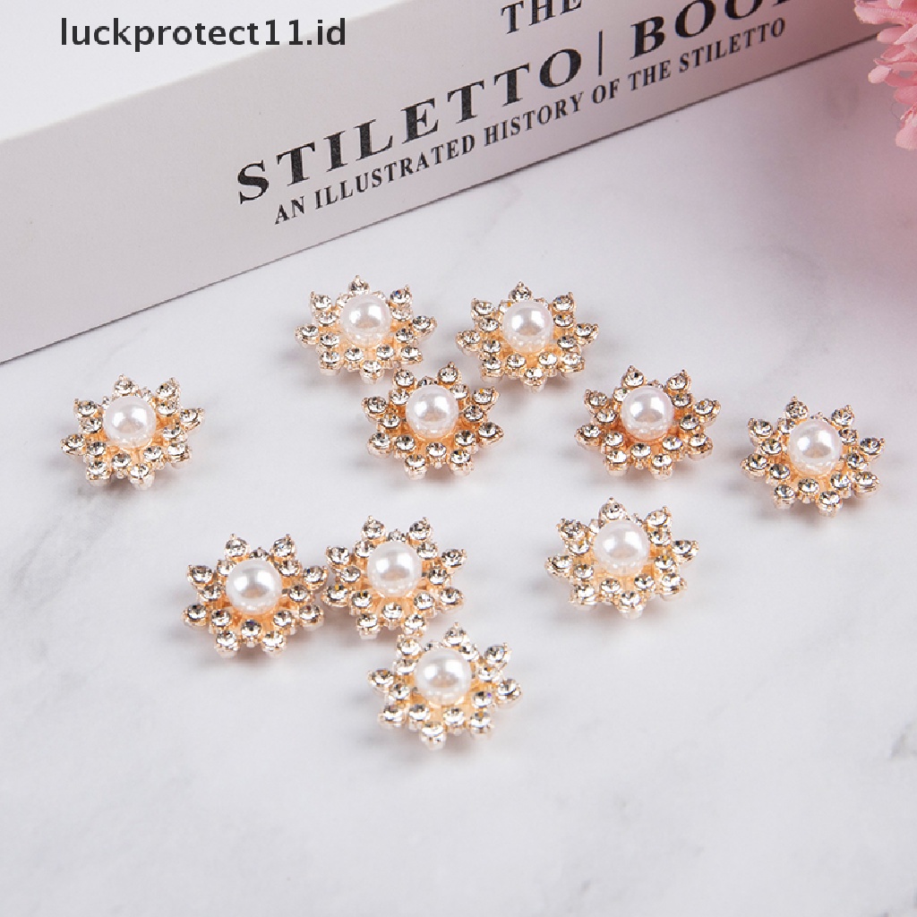 /Fashion Hot// Fashion// 10pcs Snowflake Pearl Strass Kancing Berlian Imitasi Untuk Aksesori Pakaian Kerajinan DIY.