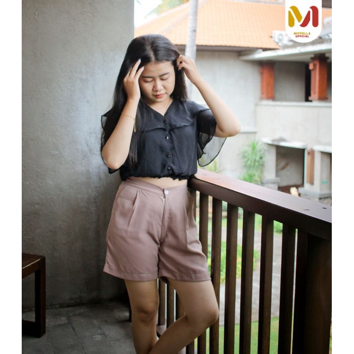 MIFFELLA - Wolfis short zipper pants//celana pendek wanita