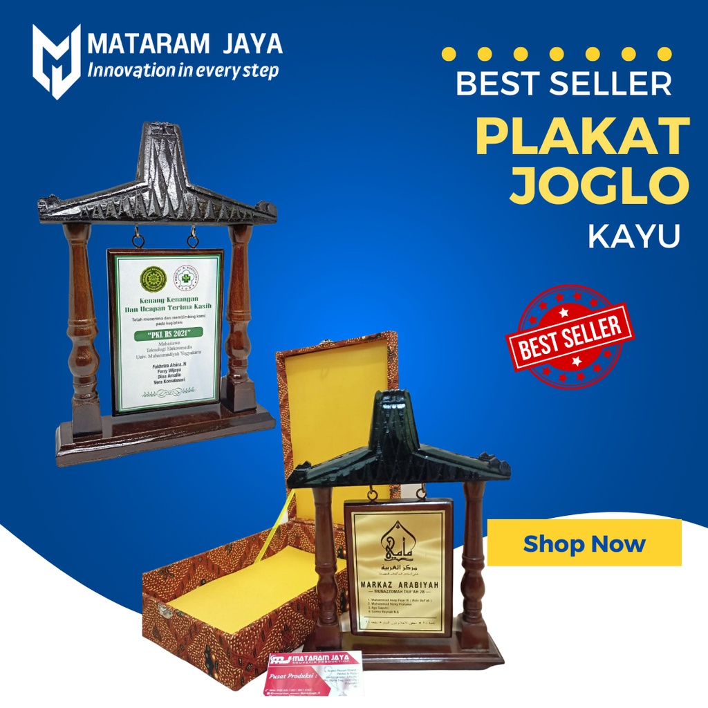 Plakat Kayu Souvenir Kenang-Kenangan Joglo / Plakat KKN / Plakat Magang