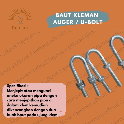 U-BOLT BAUT KLEMAN AUGER U BOLT JALUR PAKAN AYAM MURAH