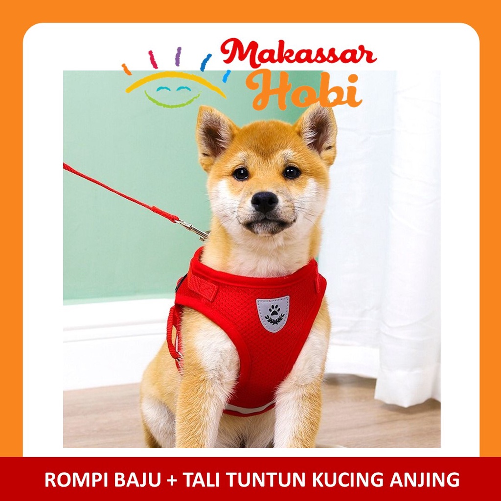 Rompi Baju + Tali Tuntun Harness Kucing Anjing Vest Cat Dog Pet Leash