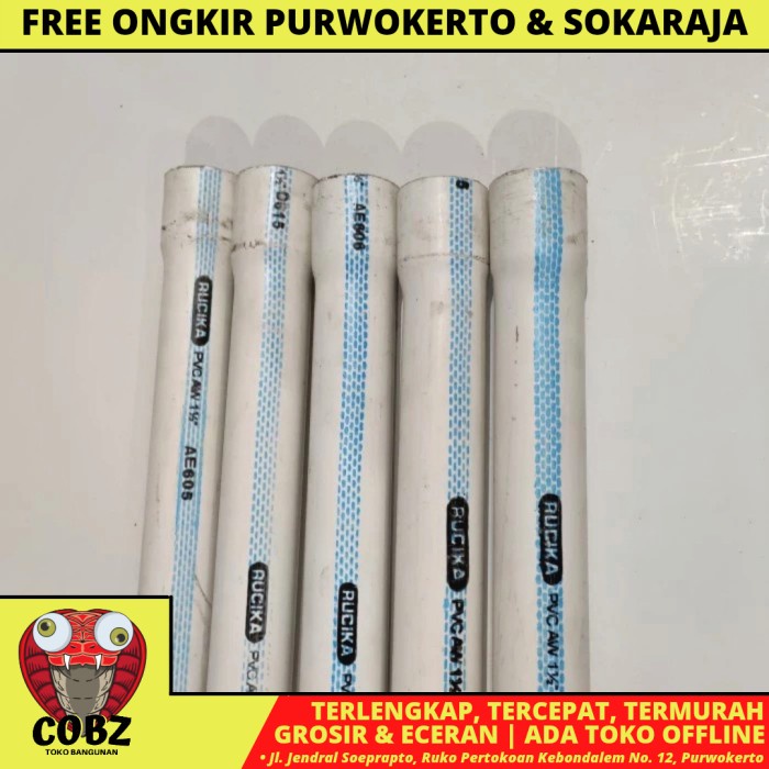 1 1/2 INCH/RUCIKA WAVIN AW LIS BIRU PIPA PRALON PARALON PVC PER BATANG