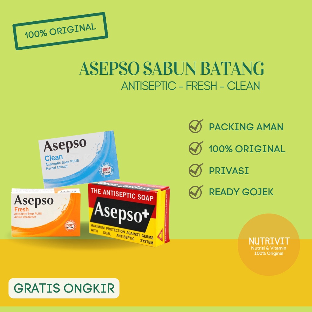 SABUN ASEPSO FRESH / ANTISEPTIC / CLEAN 80 GR
