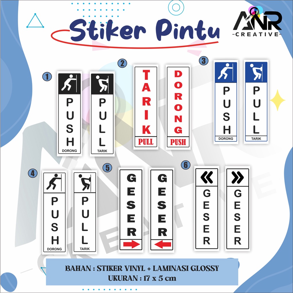 Stiker TARIK DORONG GESER Pintu / Stiker Pintu / Jual Stiker Tarik Dorong Pintu / Jual Stiker Waterproof