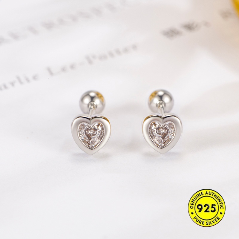 Anting Tusuk Zircon Hati Pengasih Berwarna Untuk Wanita Ukuran Kecil 4mm U1454