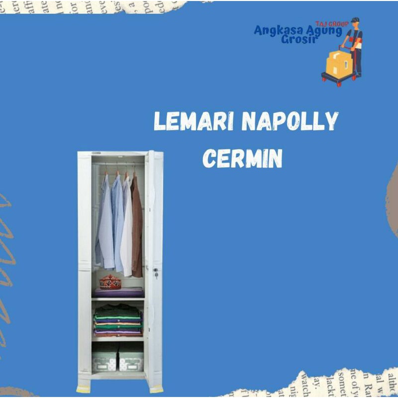 LEMARI NAPOLLY CERMIN Lemari Plastik 1 Pintu Lemari Pakaian Plastik