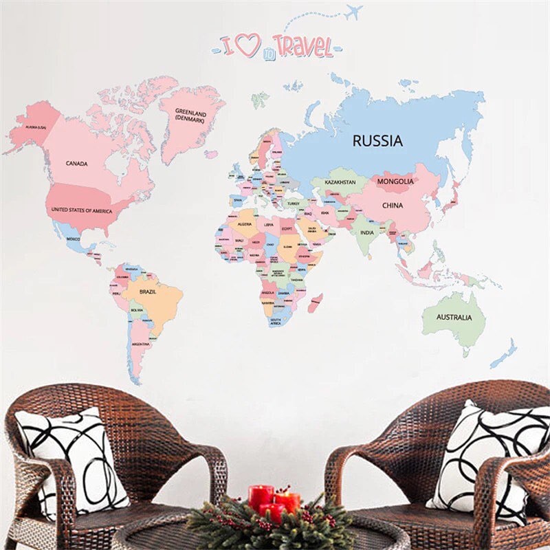 Wallsticker peta dunia / ABC1055