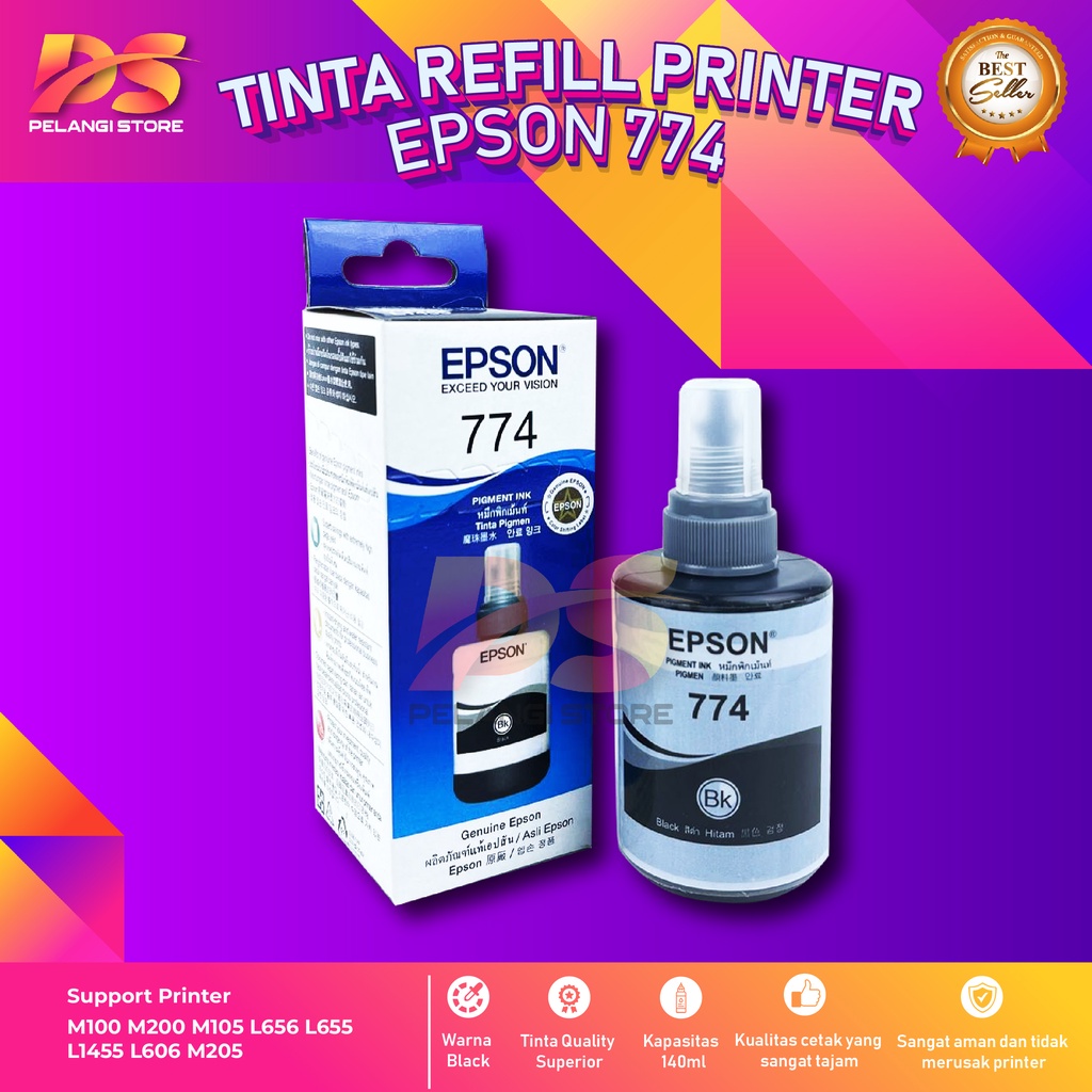 Tinta Epson 774 Black Tinta Printer M100 M200 M105 L656 L655 L1455 L606 M205 Dus Baru