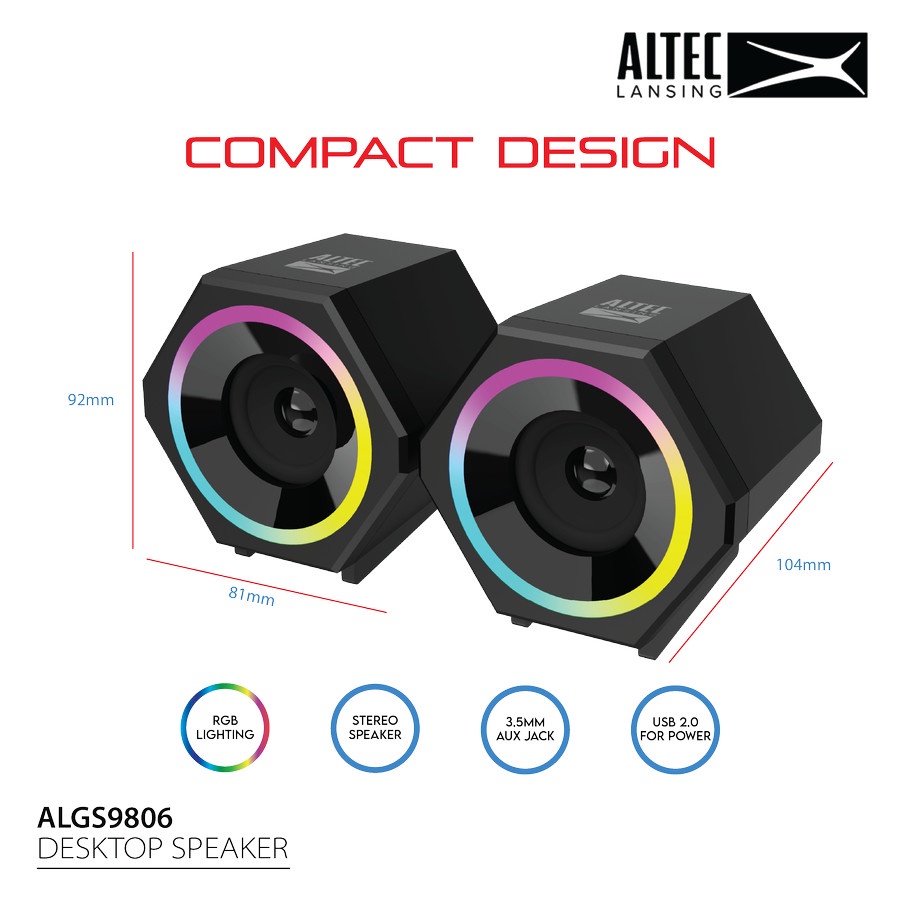 Speaker Altec Lansing ALGS9806 2.0 RGB | Speaker Gaming