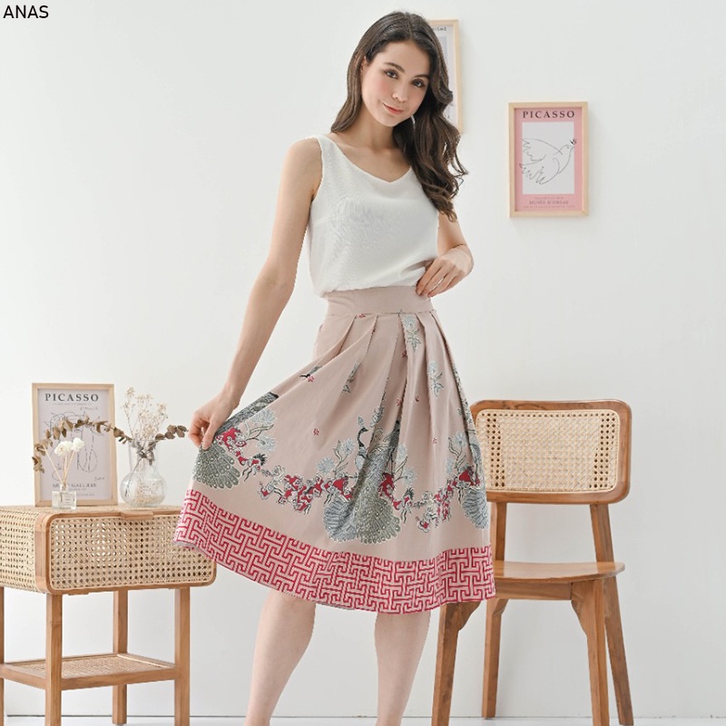 Evercloth Anas Rok Batik Wanita Selutut Bawahan Batik Perempuan Rok Cewek Batik 3/4 7/8 Rok