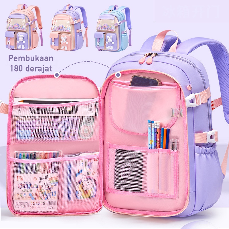 LNR Shop S-018 S-014 Tas Sekolah Anak Perempuan Import Anti Air Bahan Polyester Gesper Tali Bahu LOL Dengan Gantungan Boneka TK - SD Kelas 1 2 3 4 5 6 Ransel School Bag Sekolah Dasar Taman Kanak Cowok Boy Playgroup Pre-K K1 K2 Kindergarten Tas Punggung