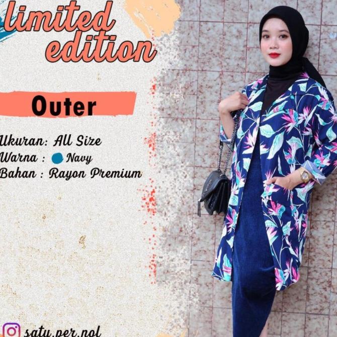 Ready Jaket Parka Wanita - Parka Panjang - Outer - Motip Bunga & Daun