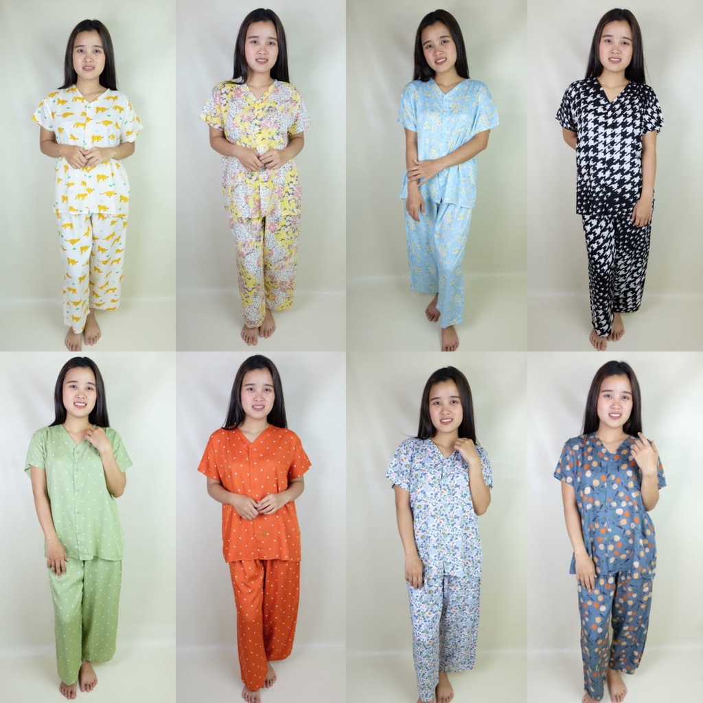 Piyama Set Rayon FREYA home wear dewasa celana panjang bahan lembut pajamas menyusui firendly