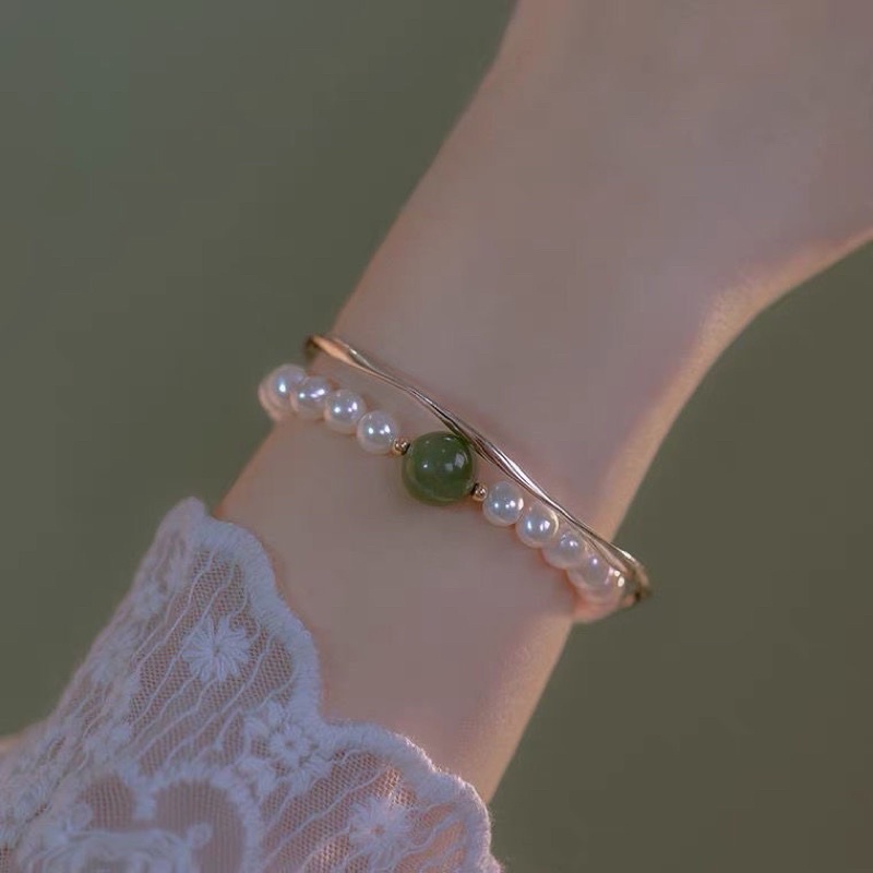 gelang mutiara hijau / gelang pearl giok / gelang korea