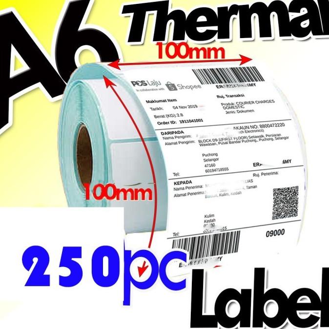 

LABEL THERMAL STIKER 100mm x100mm LABEL STICKER DIRECT THERMAL 100x100