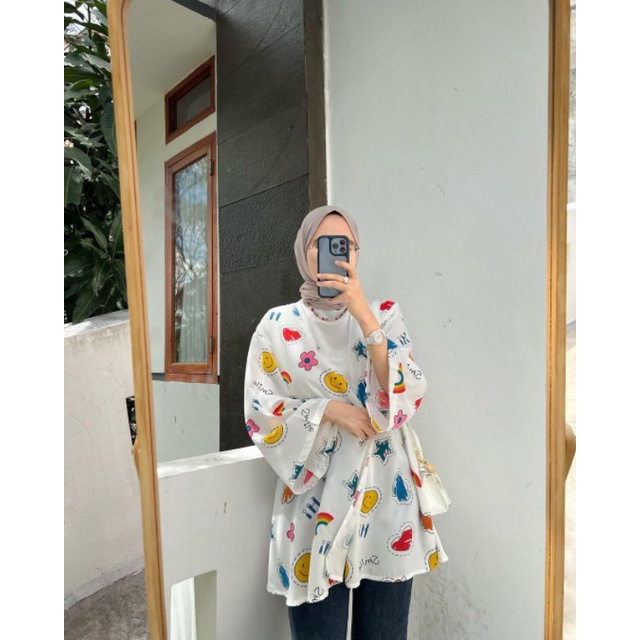 (RPA) OUTER RIMOZA SMILE OVERSIZE CARDIGAN WANITA ATASAN WANITA RAYON