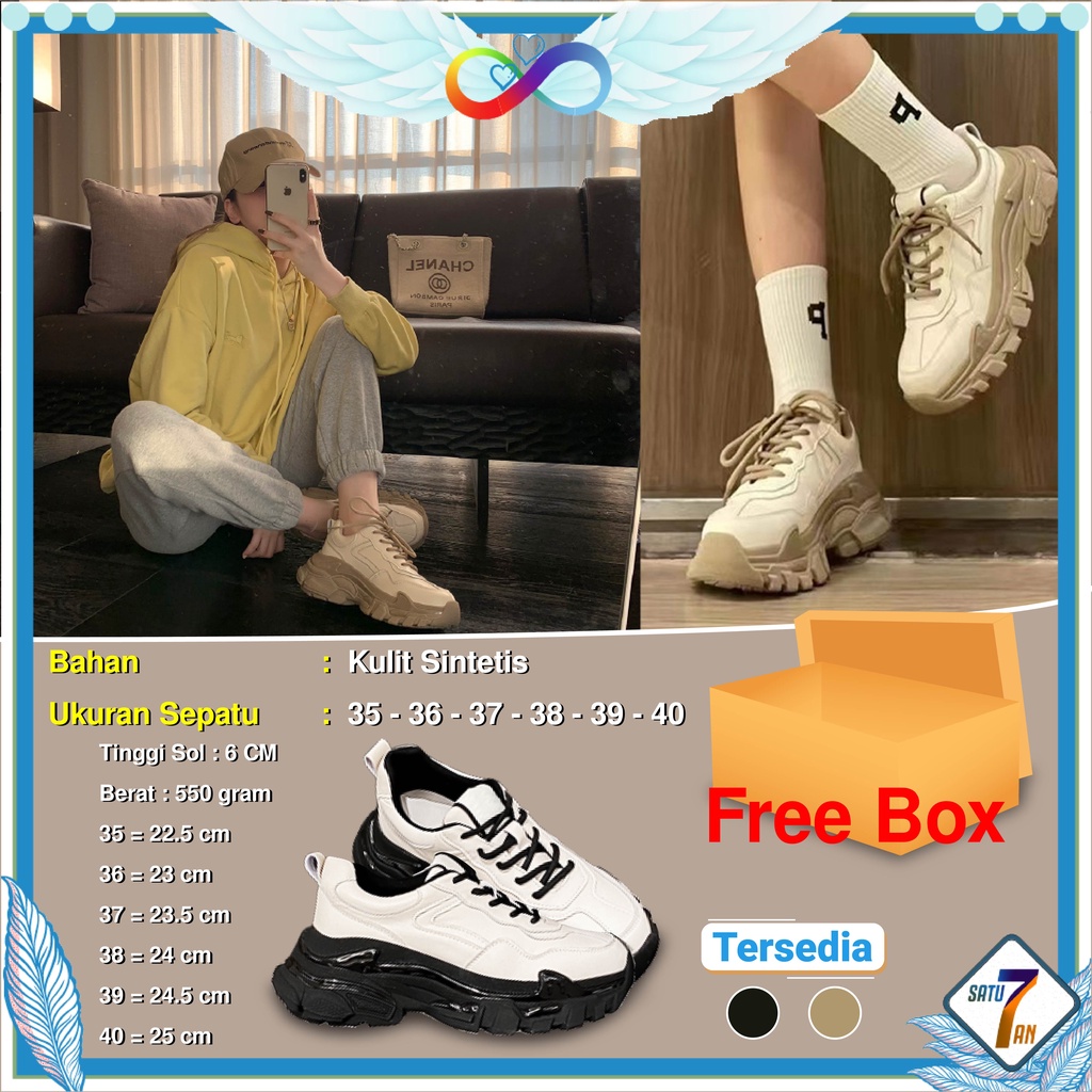 Sepatu Sneakers Wanita Wedges Tali Fashion Korea Shoes Casual Sepatu Cewek Kulit Sintetis Free Box Satu7an SPT-18