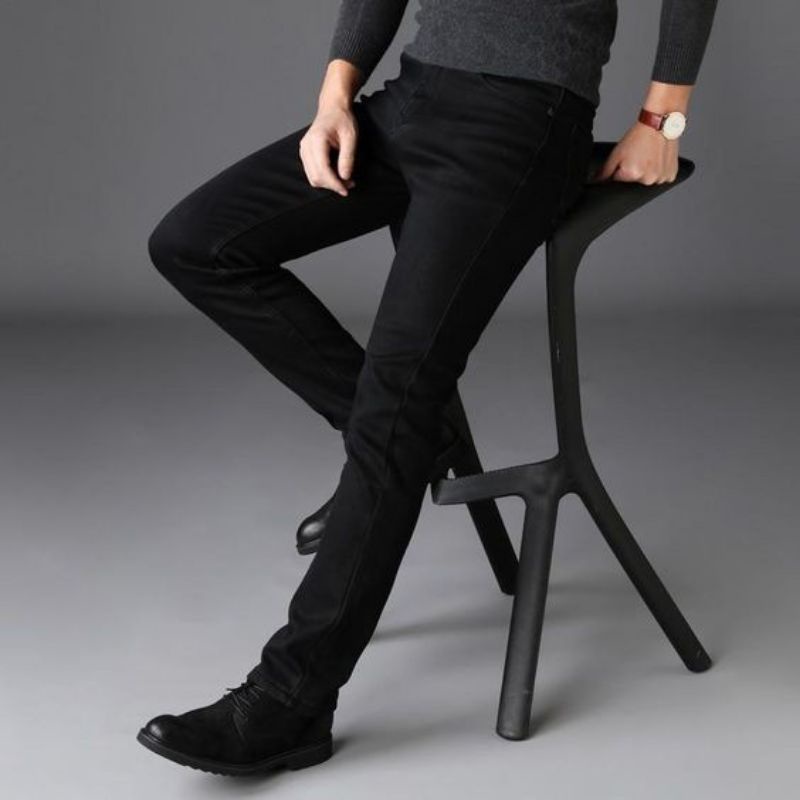 Celana Panjang Jeans Pria Pensil Hitam Pekat Sofjiens Slimfit/Skiny Moderen & Ter New Arryval