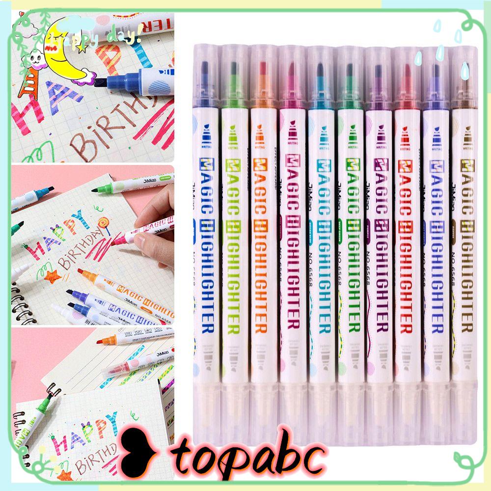 Top 10PCS/Set Alat Tulis Penanda Neon Magic Double Head Drawing Tools
