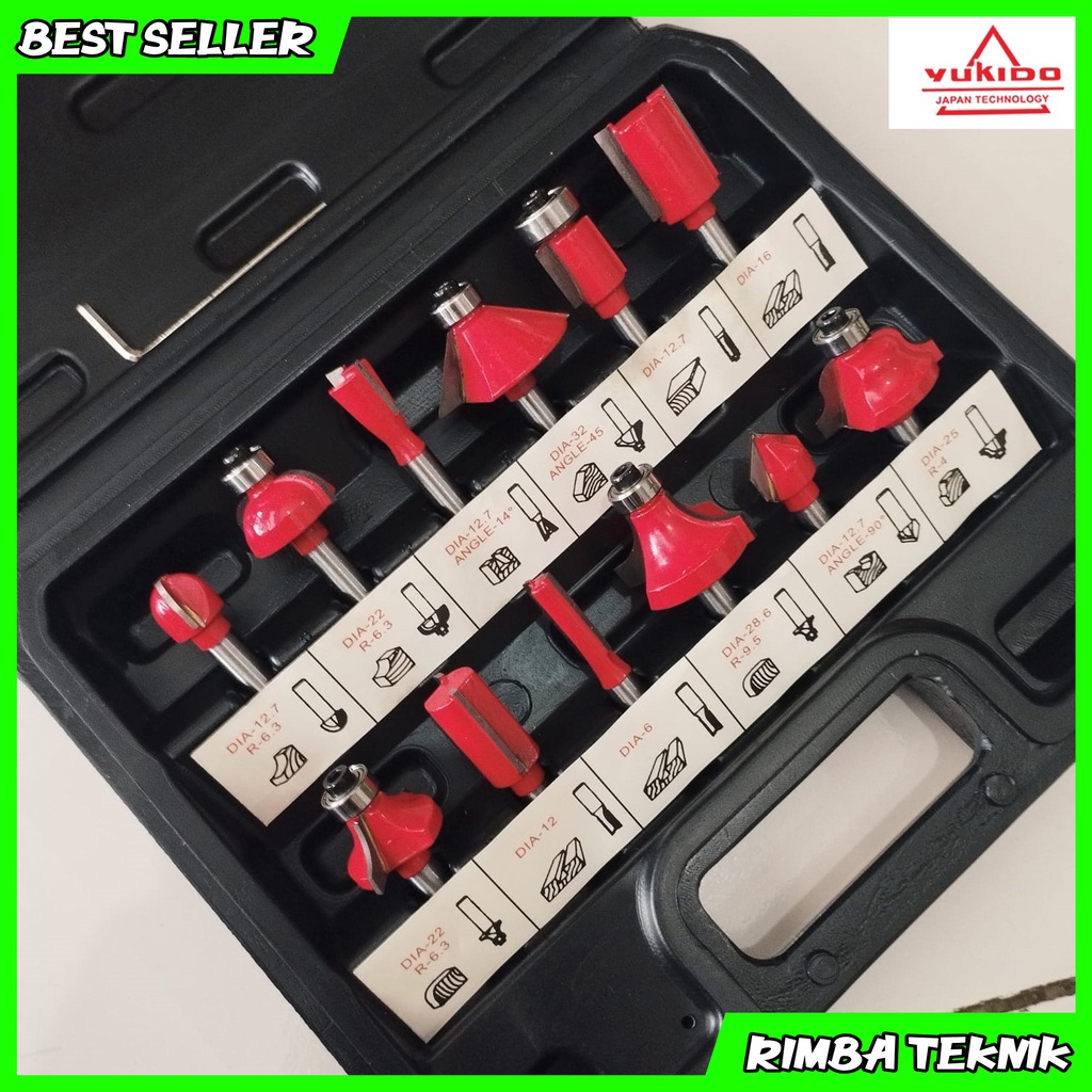 Mata Trimmer Set 12 pcs YUKIDO Mata Mesin Profil Router Kayu Free