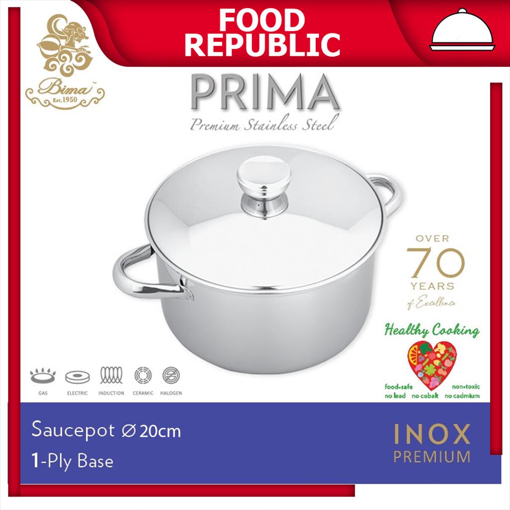 PANCI BIMA PRIMA 20 CM B2007020 BAHAN STAINLESS STEEL SAUCEPOT