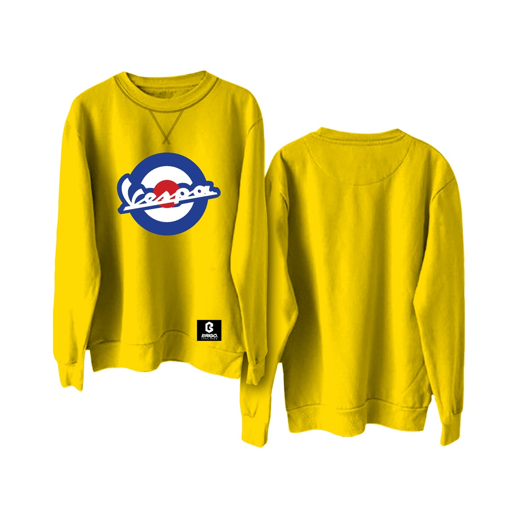 BRIGO X VESPA MOD Basic Sweatshirt II Sweater Crewneck Polos BRIGO X VESPA Sablon DTF Fleece Cotton M-XXL (Pria &amp; Wanita) Free stiker&amp;Gantungan Kunci