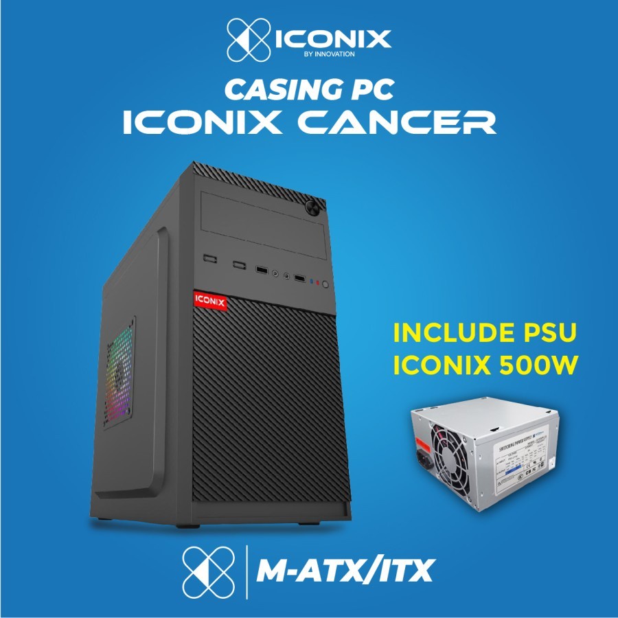 CASING PC GAMING ICONIX CANCER FREE PSU 500WATT CASING KOMPUTER