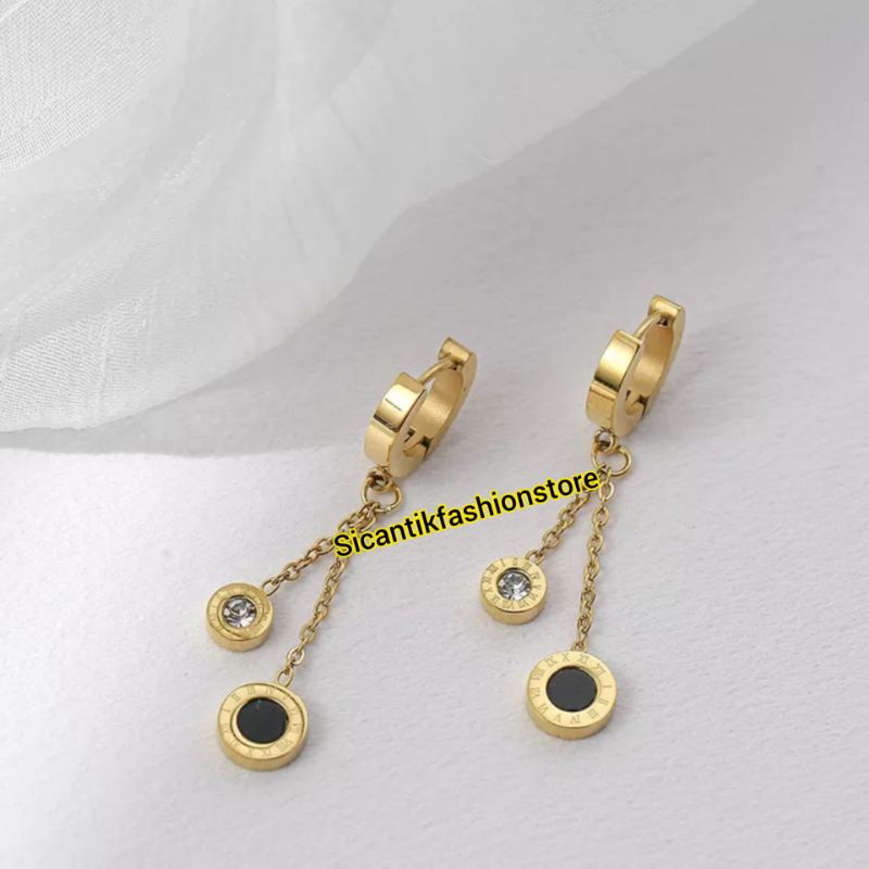 ANTING WANITA B&lt;LGARI TITANIUM ASLI TITANIUM ANTI KARAT SELAMANYA ANTING WANITA KOREA TUSUK KEKINIAN ANTING B&lt;ULGARI WANITA ANGKA ROMAWI ANTING WANITA ANGKA ROMAWI