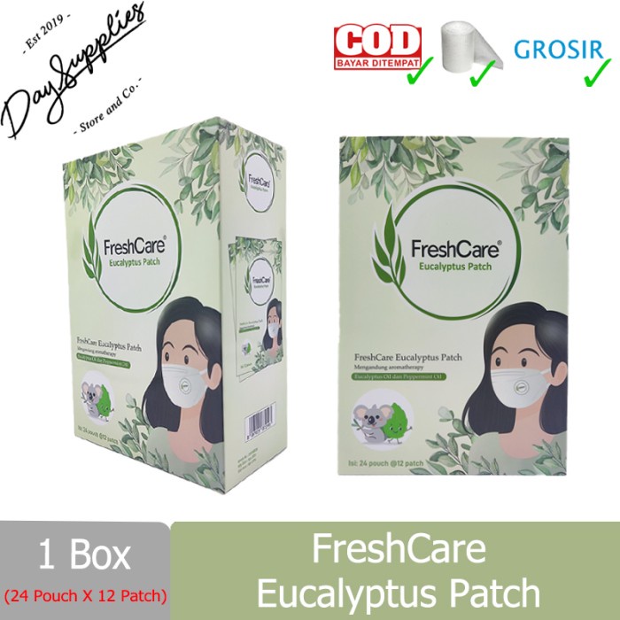 FreshCare Eucalyptus Patch 1 Box x 24 pouch / Stiker Masker Eucalyptus Patch 1box (Mengandung aromat