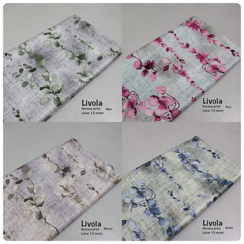 Kain hermey print silk | motif bunga | kain mengkilat