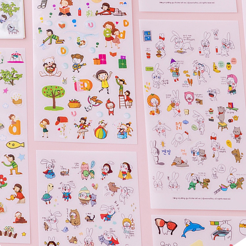 6lembar Stiker PVC Kartun Jepang Lovely Anak-Anak DIY Stiker Dapat Di Sobek Untuk Scrapbooking