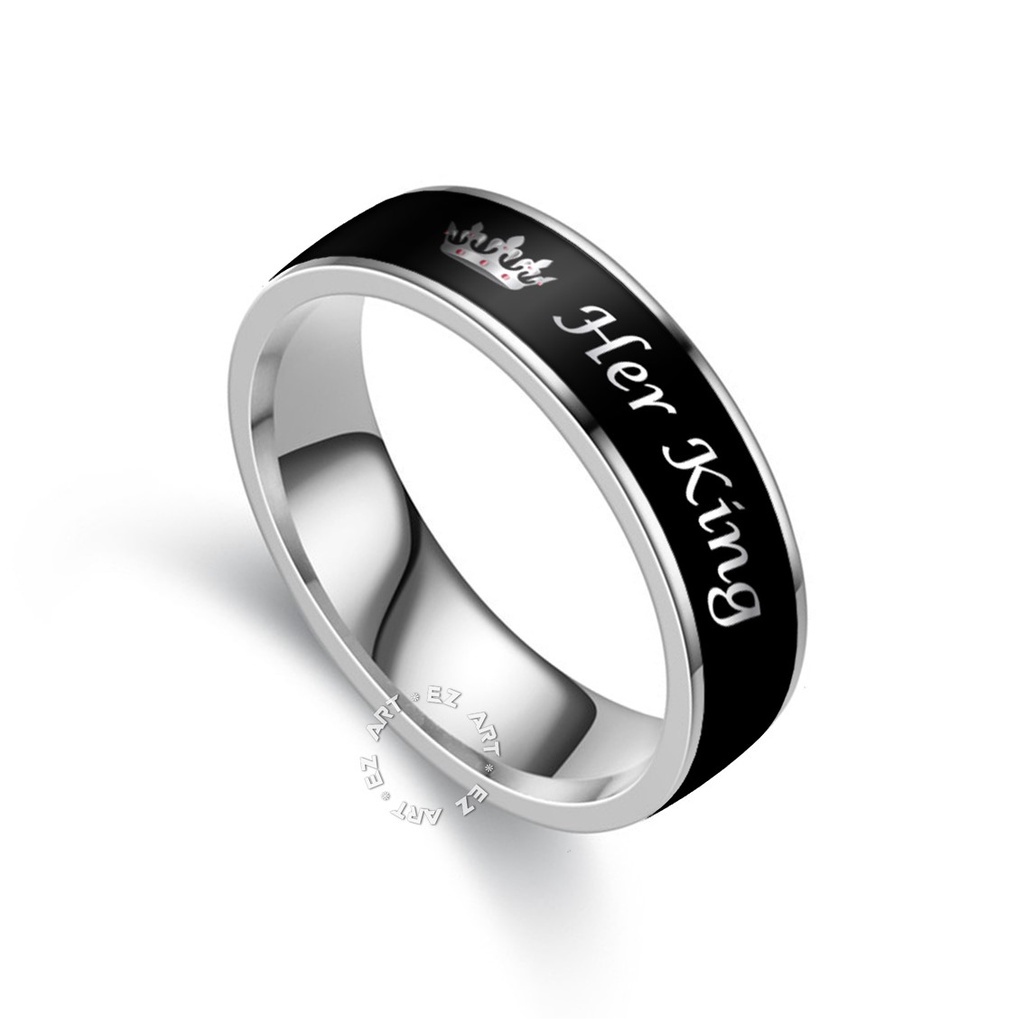 2Pcs CINCIN COUPLE CUSTOM NAMA PASANGAN HER KING HIS QUEEN STAINLESS STEEL ANTI KARAT