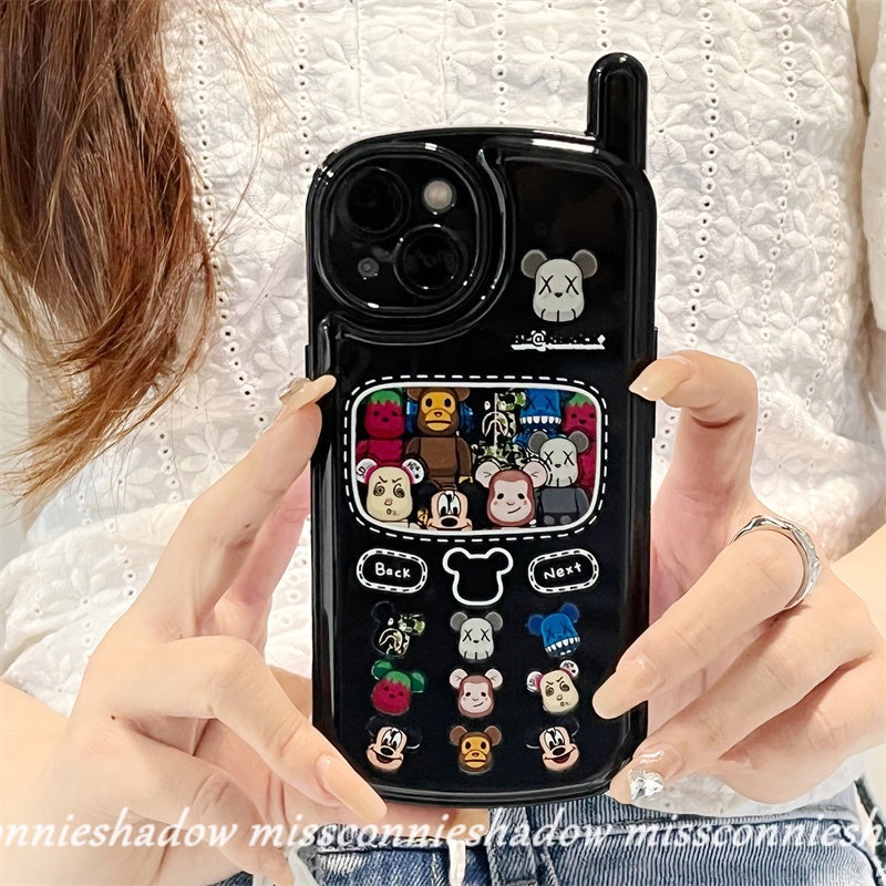 IPHONE Soft Case Kompatibel Untuk Iphone7 8 Plus 11 12 13 14 Pro MAX XR X XS MAX SE 2020trendy Merek Pasang Lucu Beruang Kekerasan Retro Vintage Kepribadian Ponsel Bentuk Ponsel Bantalan Udara Case