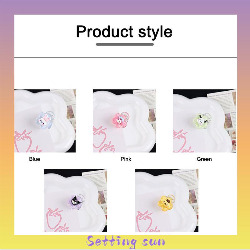 Jepit Rambut Bunga Transparan Cinnamoroll Kuromi Teenage Student Cartoon Sweet Hair Clip TN