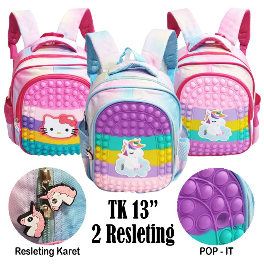 BACKPACK POP IT TAS RANSEL ANAK SEKOLAH TK PEREMPUAN 13inch IMPORT