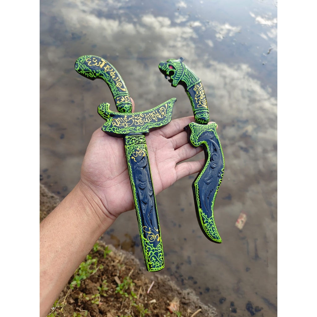 Keris Dan Kujang Mini Rajah Kaligrafi Bilah Kuningan Lafazd