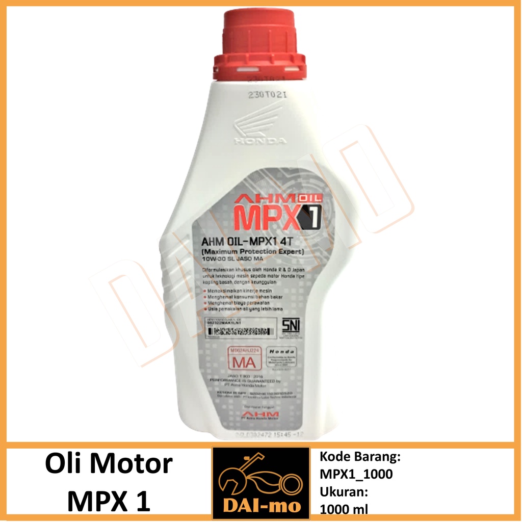 Oli Motor MPX 1 Asli 1L/ MPX1 1000 ml/ 1 liter Honda Asli AHM Original Ori