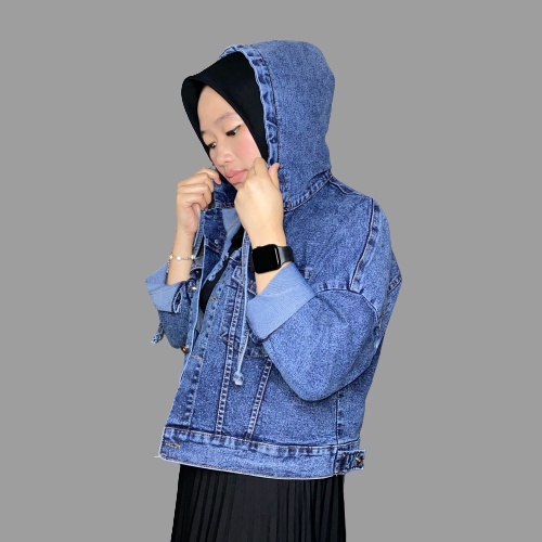 ROSE JAKET JEANS HOODIE CROOP || JAKET DENIM WANITA MODEL TERBARU DAN TRENDY