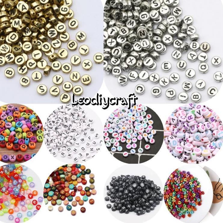 ⇒ 150Pcs Manik huruf bulat 5mm - manik huruf - Manik huruf bulat - Monte huruf ㅁ