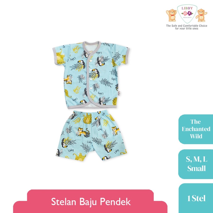 LIBBY SETELAN BAJU PENDEK KANCING DEPAN MOTIF THE ENCHANTED WILD