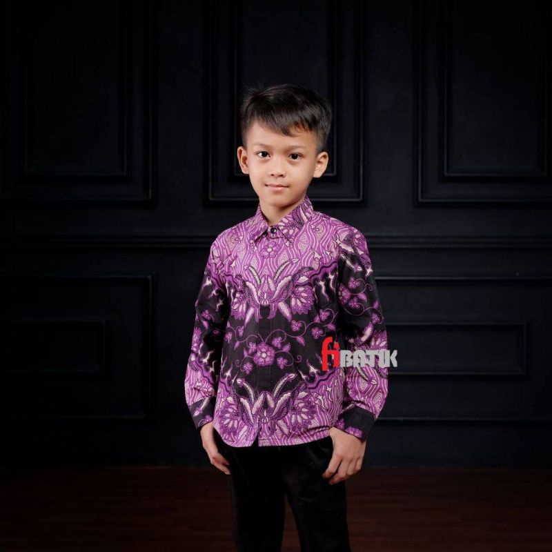 Batik Pekalongan Hits Batik Pria Lengan Panjang Ungu Couple Ayah Dan Batik Anak